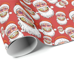 Papier Cadeau le père noël avec le sourire de Joyeux Noël