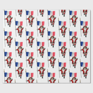 Papier Cadeau Le Père Noël Avec L'Enseigne De France
