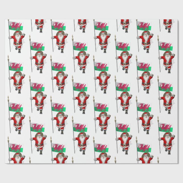 Papier Cadeau Le Père Noël Avec L'Enseigne Du Pays De Galles (Plat)