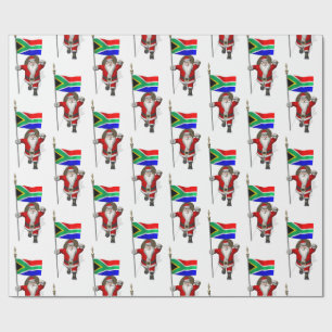 Papier Cadeau Le Père Noël Avec L'Ensigne De L'Afrique Du Sud