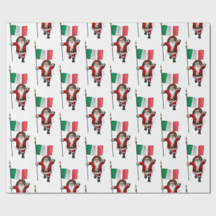 Papier Cadeau Le Père Noël Avec L'Ensigne D'Italie
