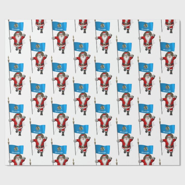 Papier Cadeau Le Père Noël Drapeau De L'Oklahoma (Plat)