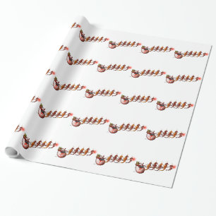 Papier Cadeau Le père noël et hippocampe Sleigh