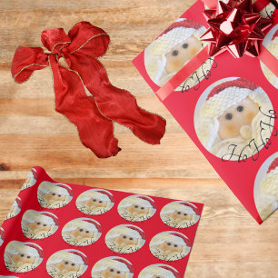 Papier Cadeau Le Père Noël Face Mignonne Ho Ho Red Christmas