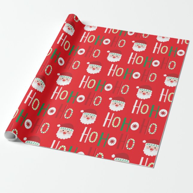 Papier Cadeau Le Père Noël HO HO (Déroulé)
