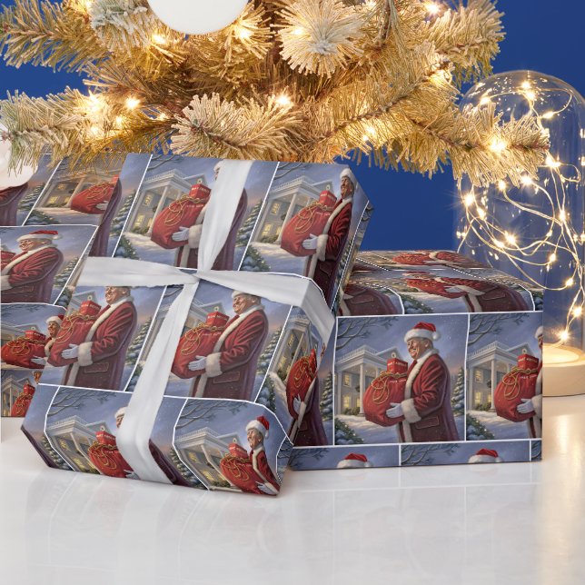 Papier Cadeau Le Père Noël Trump Avec Sac Cadeau (Vacances)