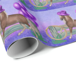 Papier Cadeau Le pourpre de barrière de cheval monte en ballon