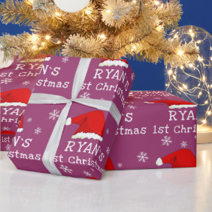 Papier Cadeau Le premier chapeau de Noël de bébé Père Noël Floco