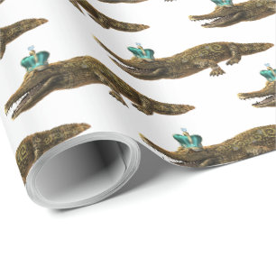 Papier Cadeau Le Royal Croc - Alligator avec Bijoux et Couronne