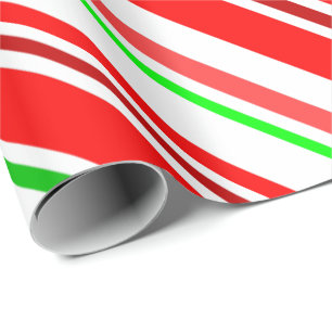 Papier Cadeau Le sucre de canne barre de fête vert blanc rouge