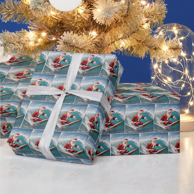 Papier Cadeau Le surf du Père Noël (Vacances)