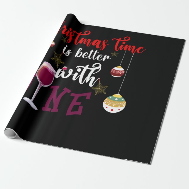 Papier Cadeau Le Temps De Noël Est Meilleur Avec Le Vin (Déroulé)