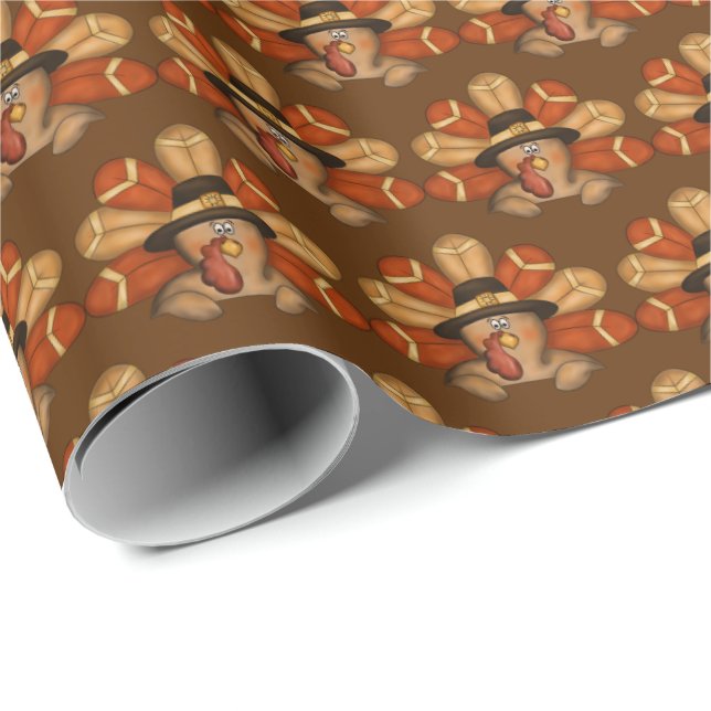 Papier Cadeau Le Thanksgiving a couvert de tuiles le papier (Coin rond)