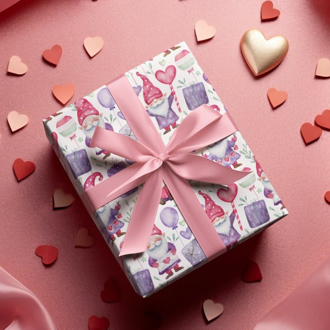 Papier Cadeau Le thème de Valentine Motif Gnome (Créateur téléchargé)