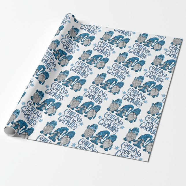 Papier Cadeau Le Trio d'hiver bleu Noël avec mes nanas (Déroulé)