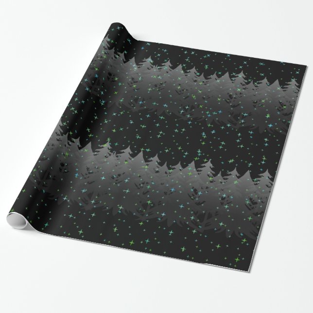 Papier Cadeau Le vert bleu de ciel nocturne tient le premier (Déroulé)
