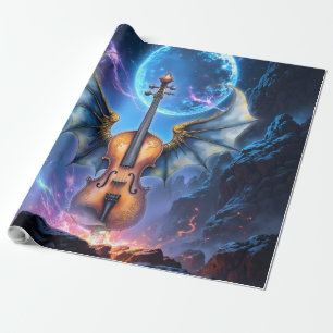 Papier Cadeau Le Violon Ailé des Royaumes au Clair de Lune