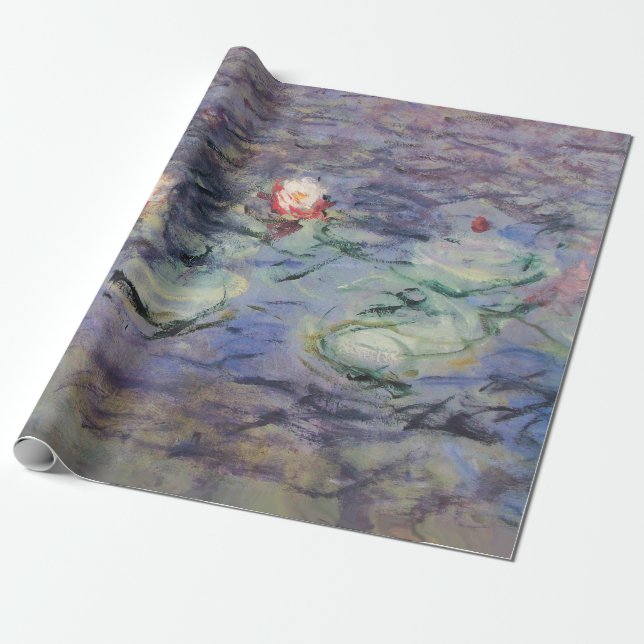Papier Cadeau L'EAU MENSONNE EN BLEU ROSE PAR Claude Monet (Déroulé)