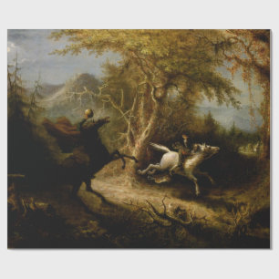Papier Cadeau Légende du Fantôme d'Halloween du Cavalier sans Tê
