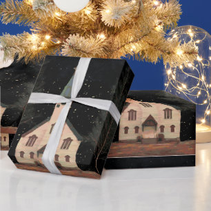 Papier Cadeau L'Église En Nuit