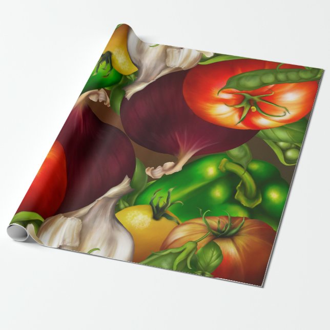 Papier Cadeau Légumes et herbes Aliments Légumes biologiques (Déroulé)