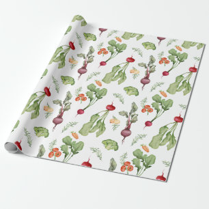 Papier Cadeau Légumes Motif Farmers Market Cultivé localement