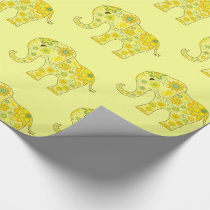 Papier Cadeau L'éléphant fleurit le jaune