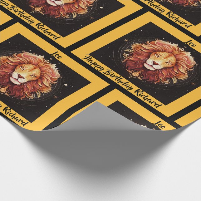 Papier Cadeau Leo Ajouter un nom Anniversaire Zodiac Cadeau (Coin)