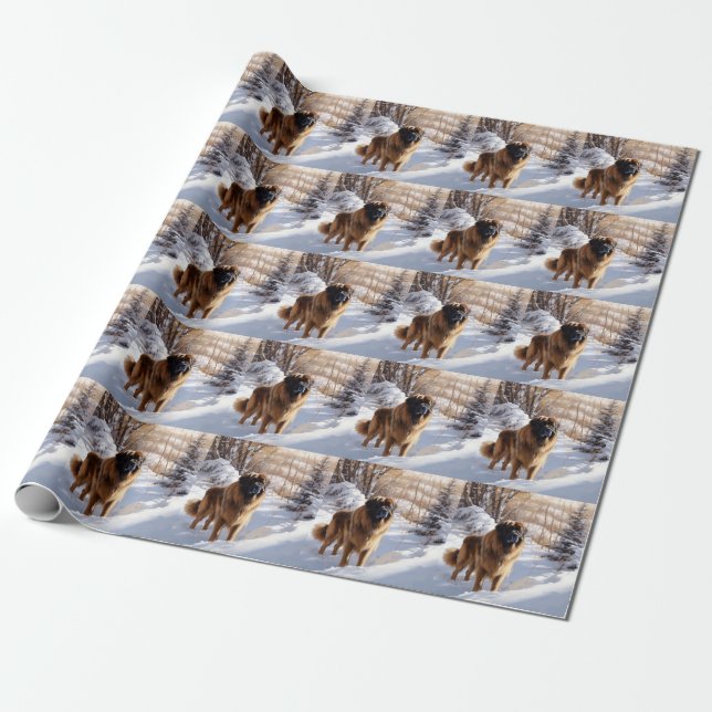 Papier Cadeau Leonberger Laissez-le neiger Noël (Déroulé)