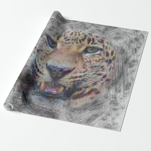 Papier Cadeau léopard animal artistique (Déroulé)