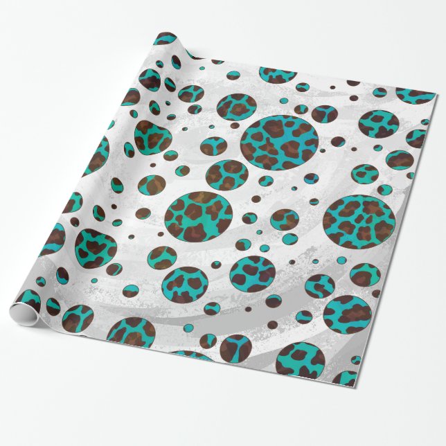 Papier Cadeau Léopard Brown et Turquoise (Déroulé)