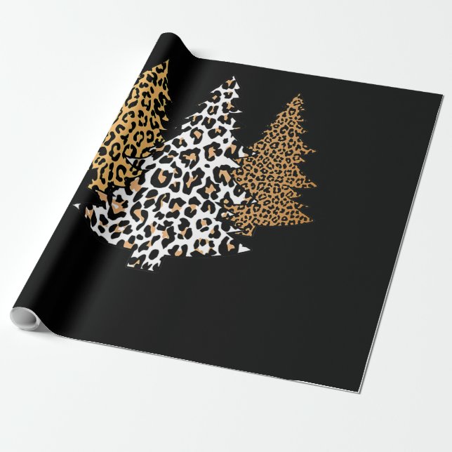 Papier Cadeau léopard de noël arbres guépard cadeau poster de an (Déroulé)