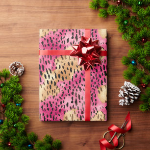 Papier Cadeau Léopard rose or Glam