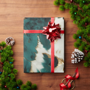 Papier Cadeau Léopard vert blanc