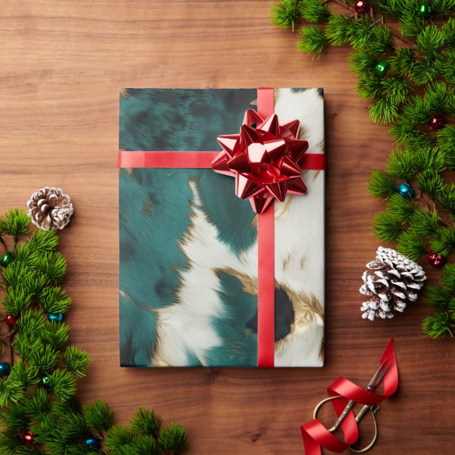 Papier Cadeau Léopard vert blanc (Cadeau de vacances)