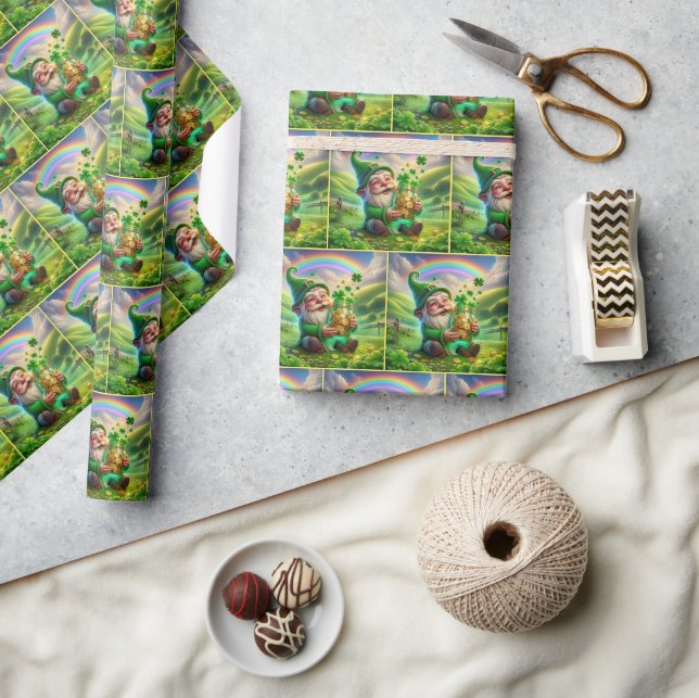 Papier Cadeau Leprechaun Irlandais Avec Pièces D'Or (Artisanat)