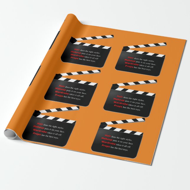 Papier Cadeau L'équipe de cinéma enferme les cheveux et le maqui (Déroulé)