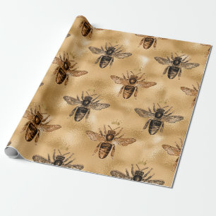 Papier Cadeau Les Abeilles de la Reine noire en or