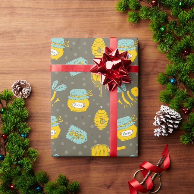 Papier Cadeau Les abeilles et le miel Jar Holiday (Cadeau de vacances)