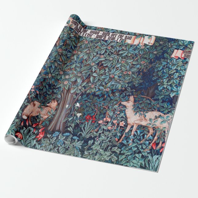 Papier Cadeau Les animaux dans la forêt, William Morris (Déroulé)