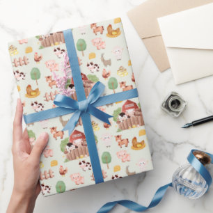 Papier Cadeau Les animaux de ferme mignons