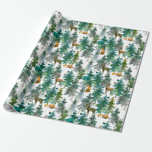 Papier Cadeau Les animaux des forêts dans le Motif de l'aquarell