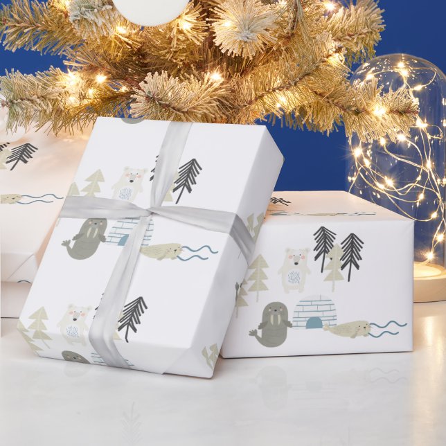 Papier Cadeau Les animaux d'hiver de l'Arctique (Vacances)