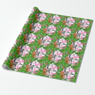 Papier Cadeau Les animaux Safari jungle Animaux forêt tropic