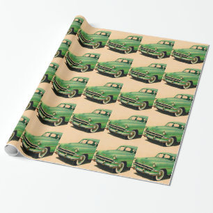 Papier Cadeau les années 1950 Chevy vert