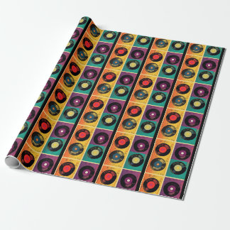 Papier Cadeau les années 70 Motif de disques vinyle Retro