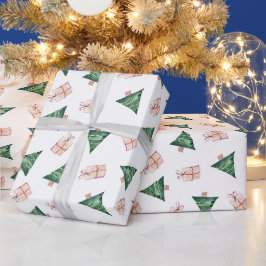 Papier Cadeau Les arbres de Noël modernes et les cadeaux