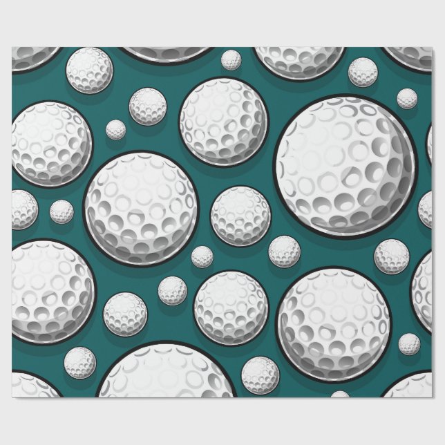 Papier Cadeau Les balles de golf vertes (Plat)
