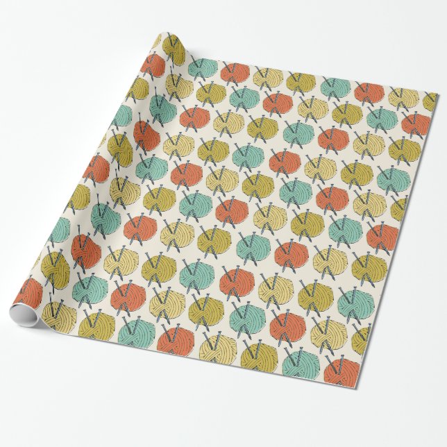 Papier Cadeau Les boules du Motif de laine (Déroulé)