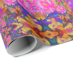 Papier Cadeau Les champs de tournesol pour toujours rose fleurs 